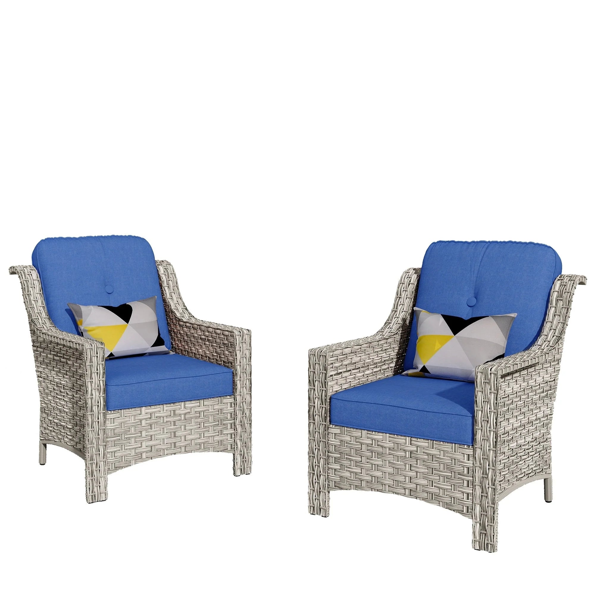 HOOOWOOO Ensemble de 2 chaises de patio en osier et rotin à dossier haut