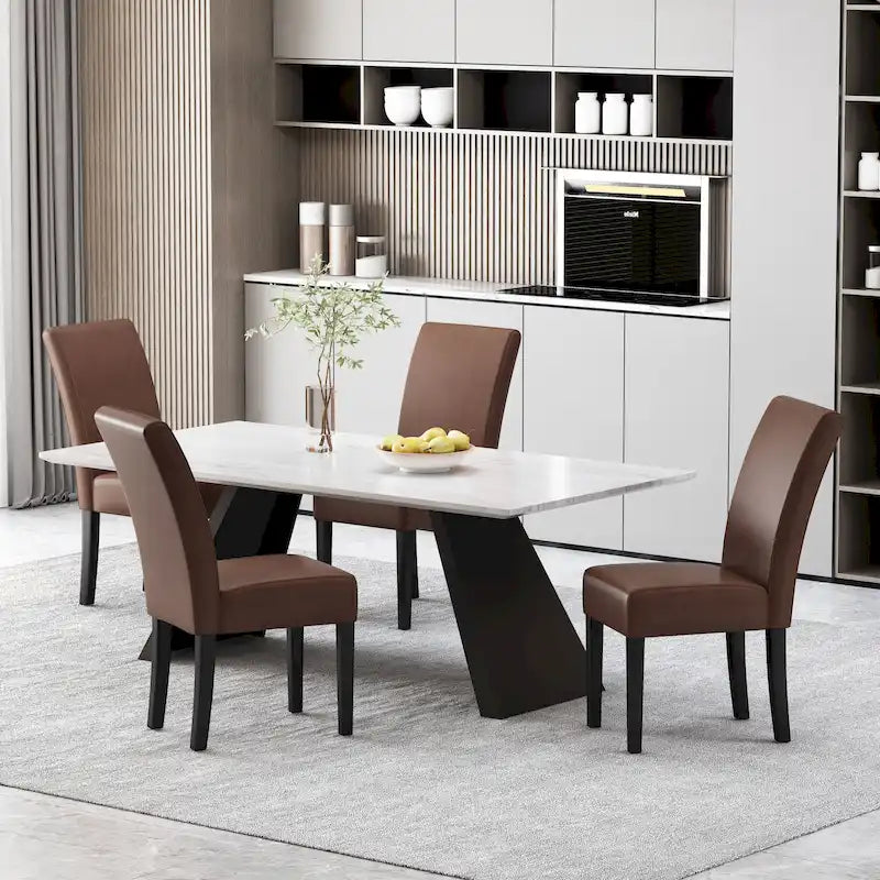 Chaises de salle à manger tapissées à motifs Pertica (lot de 4) par Christopher Knight Home