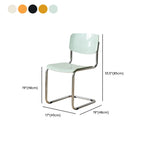Chaise de salle à manger sans accoudoirs en métal simple, dossier plein jaune