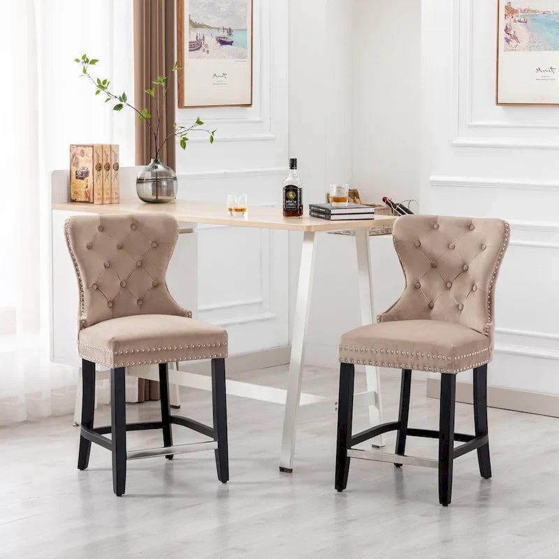 Tabouret de comptoir Carter 24 Wingback capitonné avec clous (lot de 2)