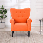Fauteuil d'appoint moderne Erommy, fauteuil à dossier haut, canapé individuel en tissu capitonné avec pieds en bois pour salon