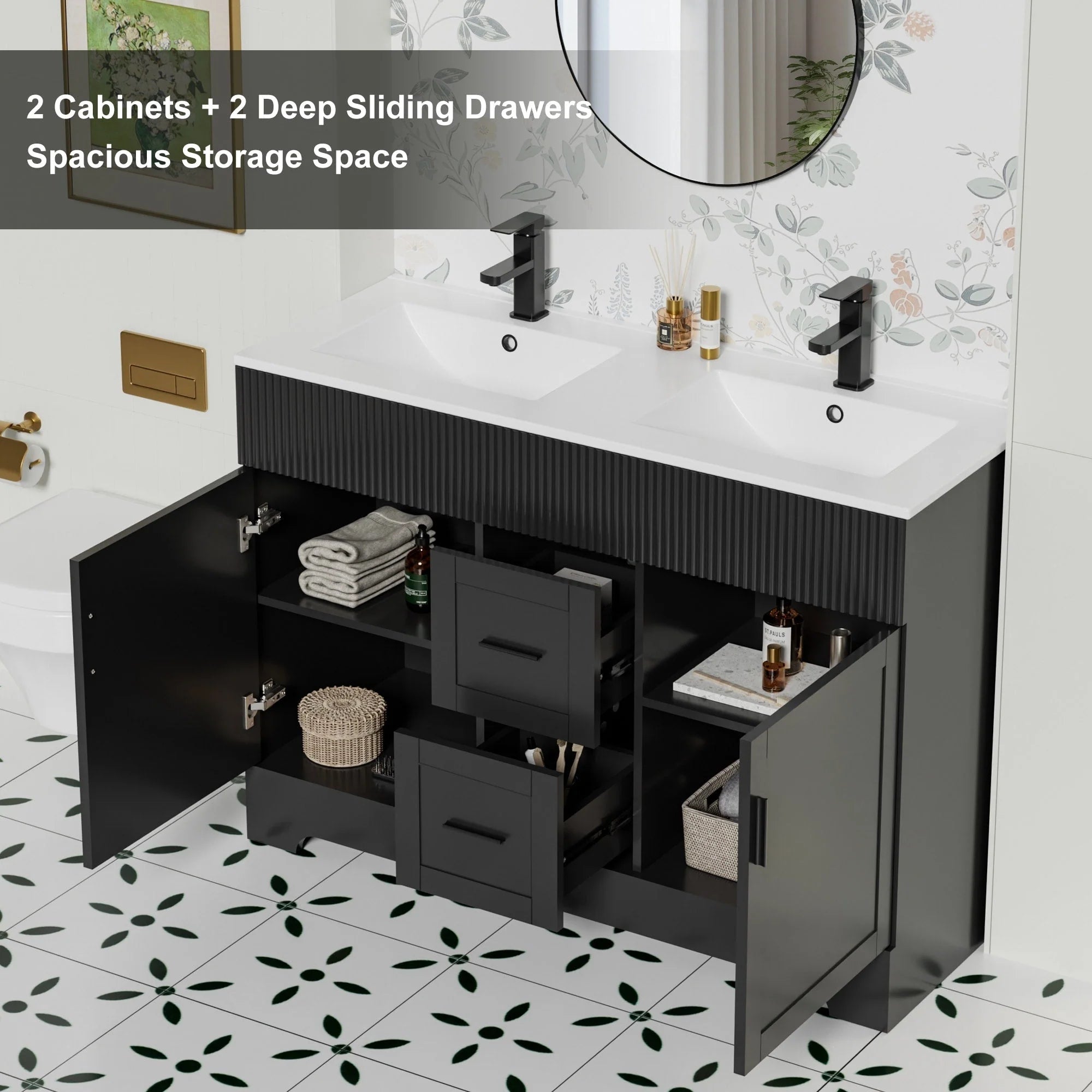 Meuble-lavabo Wavy Line 30/36/48 avec évier et robinet