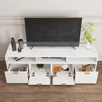 Meuble TV d'angle moderne blanc avec 2 tiroirs et étagère ouverte