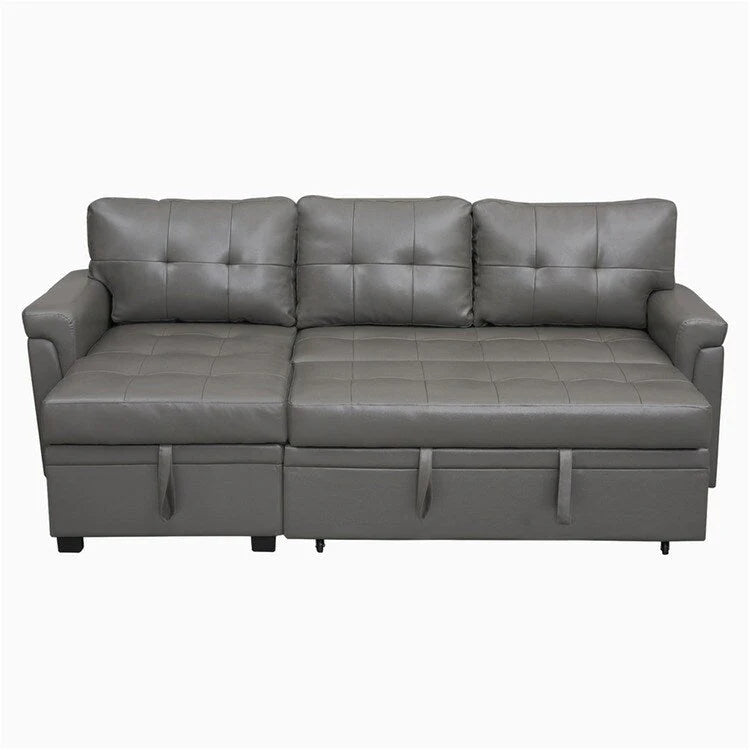 Canapé d'angle réversible convertible avec lit gigogne, méridienne avec rangement dissimulé et pieds durables