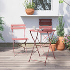 Ensemble bistro pliant 3 pièces en métal, ensemble de conversation intérieur/extérieur résistant aux intempéries pour patio, cour, jardin