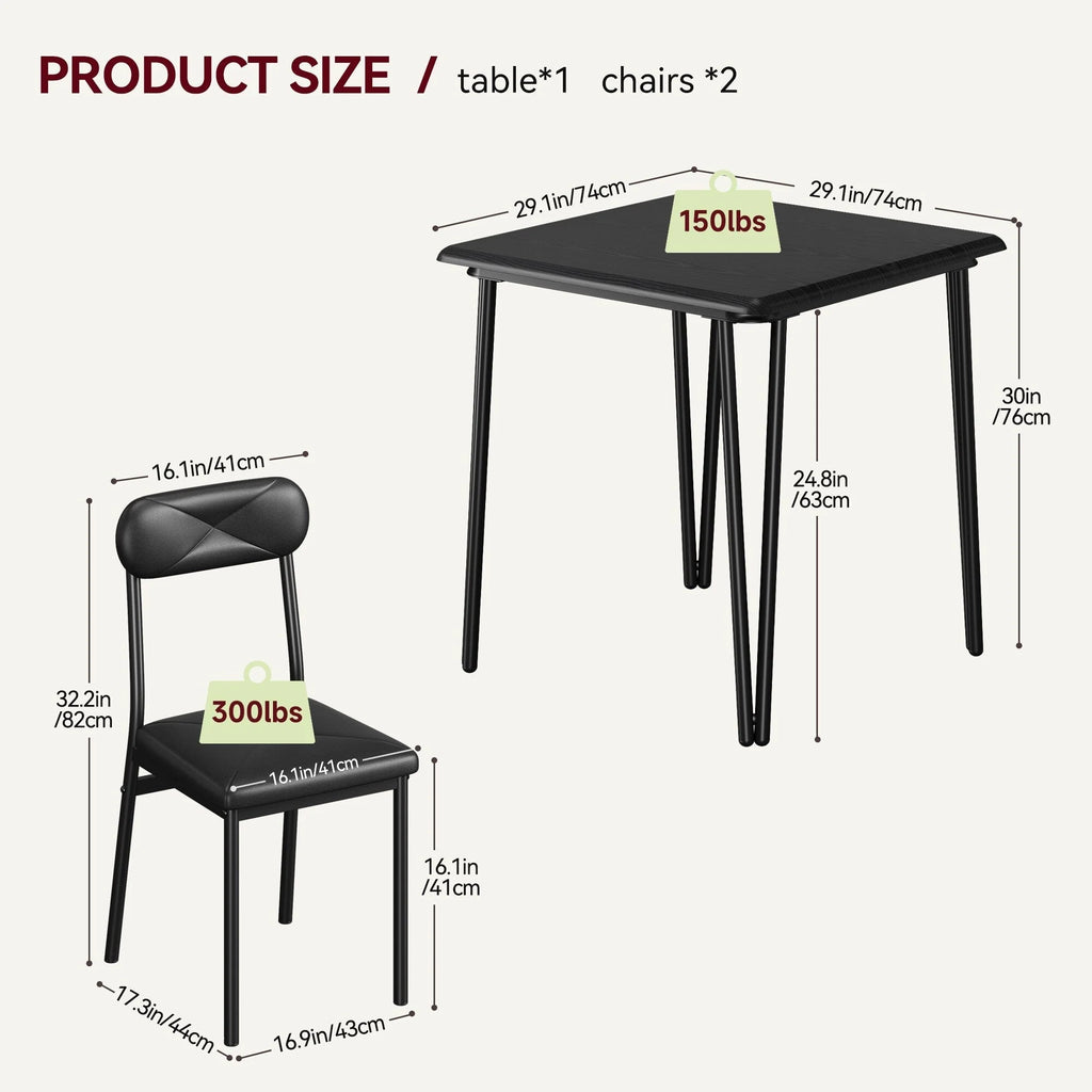 Ensemble Table et Chaises de Salle à Manger Moderne - 3 Pièces