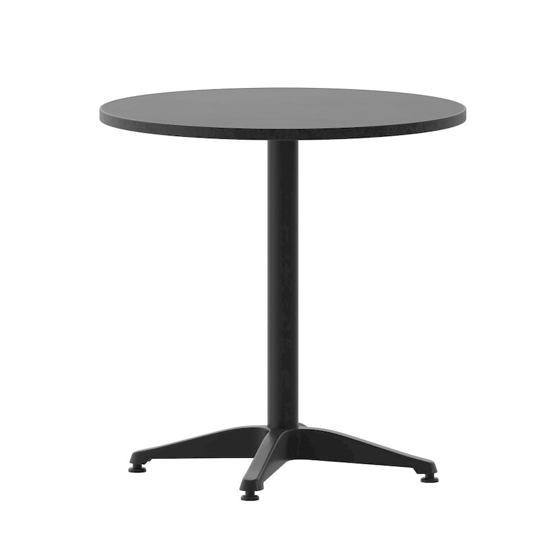 Table d'intérieur/extérieur à plateau lisse en aluminium rond de 27,5 po avec base