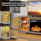 Meuble TV cheminée Bossin 58" avec foyer électrique 18", centre de divertissement moderne pour téléviseurs 65", console TV