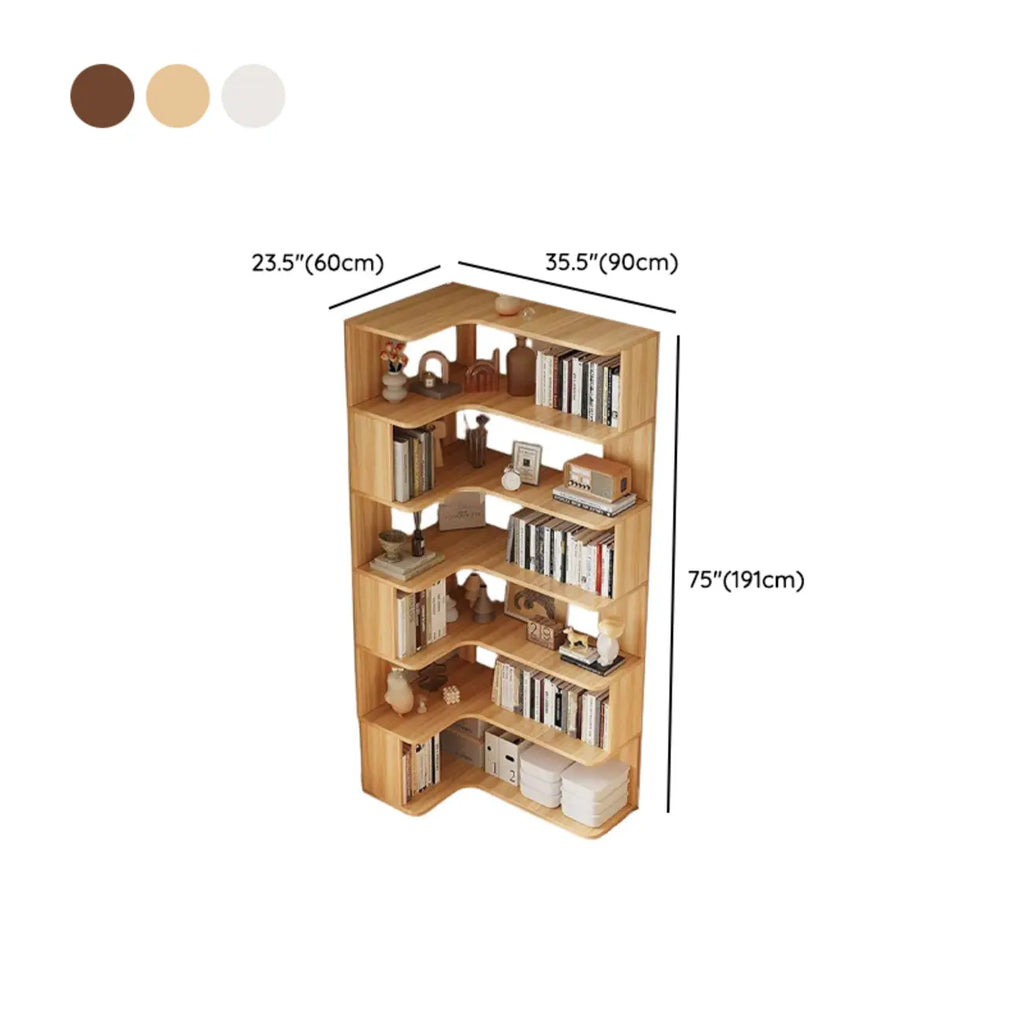 Étagère d'angle en bois manufacturé avec 6 tablettes