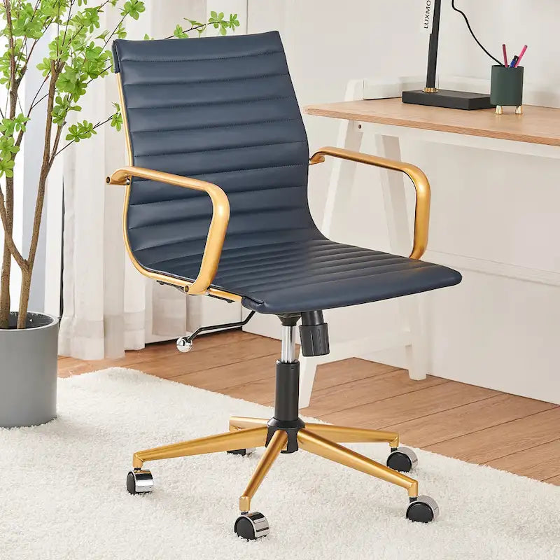 LUXMOD Chaise de Bureau à Domicile Côtelée Fauteuil de Bureau