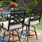 Lot de 4 tabourets de bar pivotants en métal avec coussins pour l'extérieur