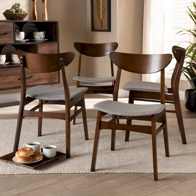 Ensemble de 4 chaises de salle à manger transitionnelles modernes du milieu du siècle Parlin