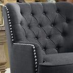 Fauteuil d'appoint capitonné à oreilles large de 76 cm en velours/lin Mignon de Moser Bay