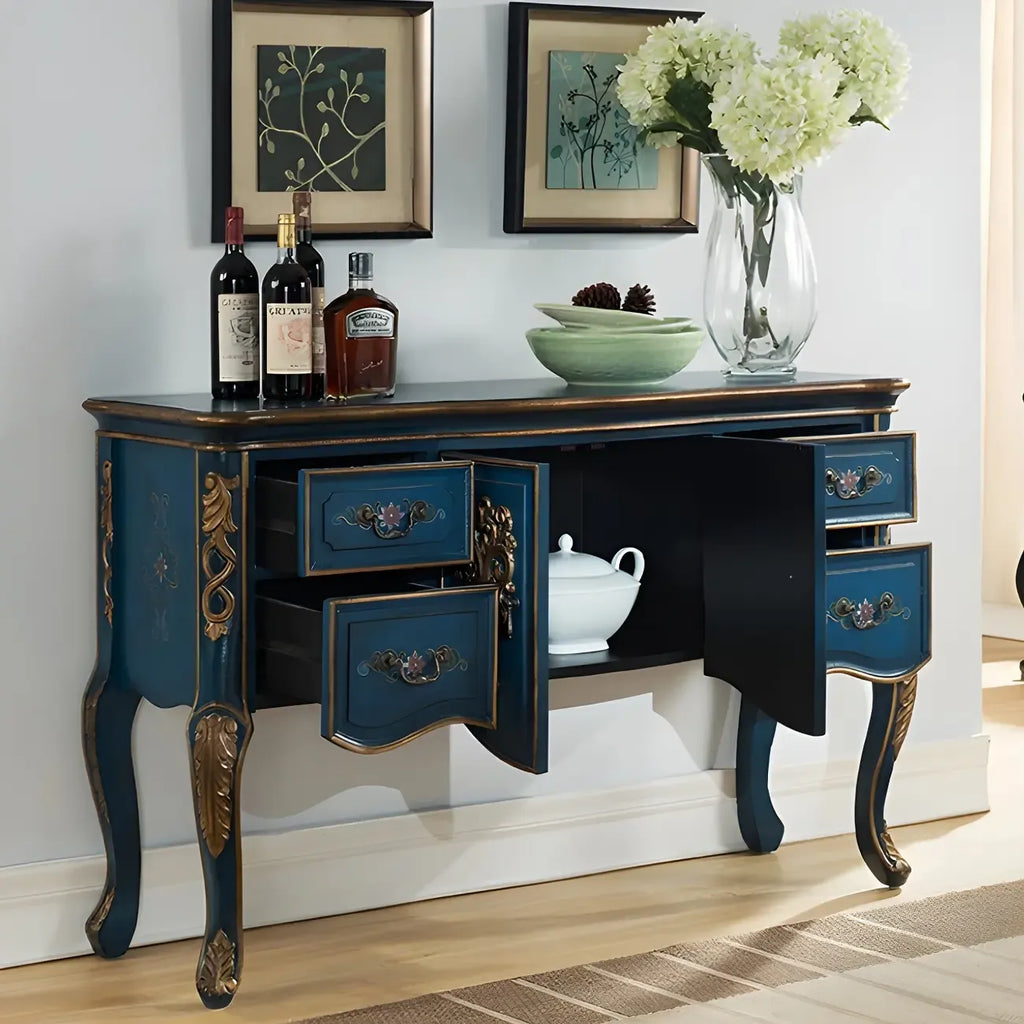 Console de rangement en bois "café français" avec tiroirs