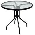 Table ronde de jardin Costway 32 avec plateau en verre trempé