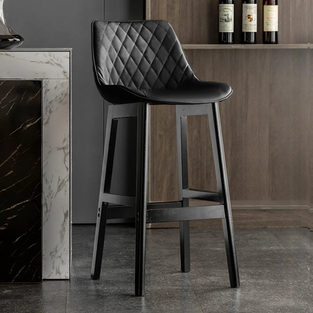 Tabourets de bar en similicuir style Mid-Century Modern avec pieds en bois