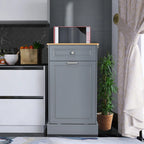 Meuble de Cuisine Poubelle Inclinable, Poubelle de Rangement en Bois, Corbeilles à Papier de Comptoir avec Tiroir