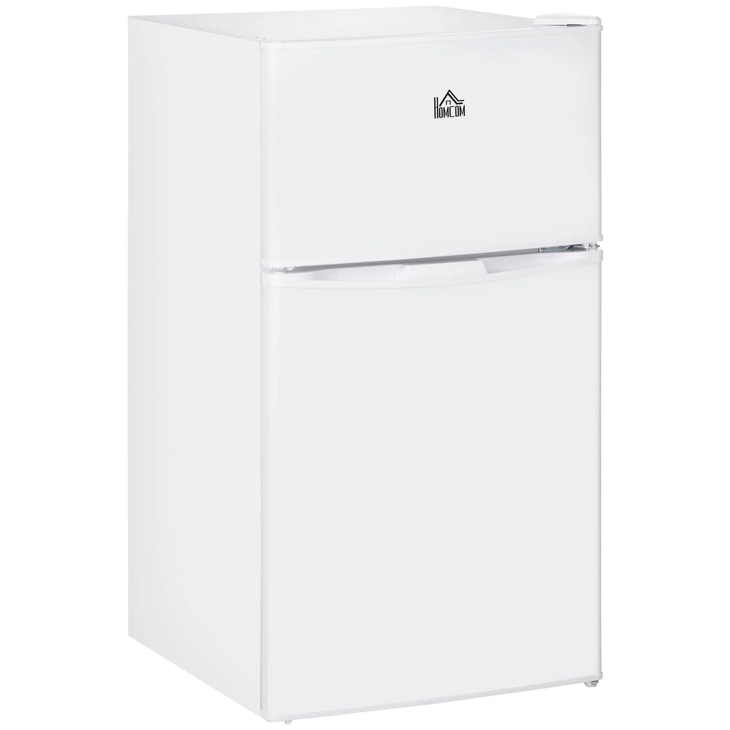 HOMCOM Mini Réfrigérateur Double Porte avec Congélateur, Réfrigérateur Compact de 90L avec Étagère Réglable, Thermostat Réglable