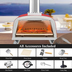 Four à pizza d'extérieur multi-combustibles avec brûleur à gaz et boîte à bois - 30 cm