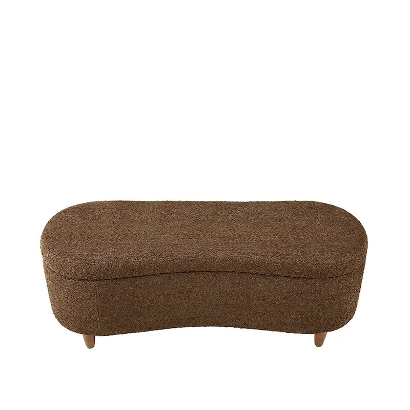 Banc de rangement rabattable en tissu bouclé taupe INK+IVY Bailey
