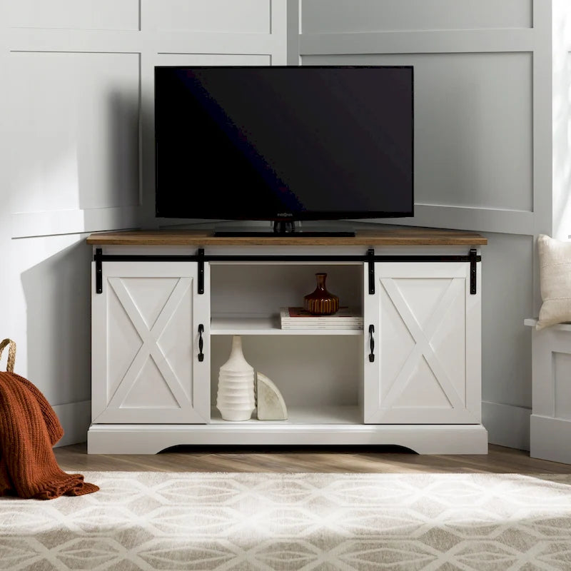 Meuble TV d'angle Middlebrook avec porte de grange coulissante de 52 pouces