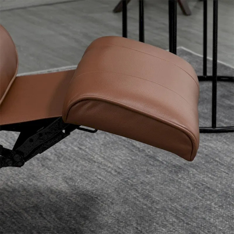 Fauteuil de relaxation pivotant en cuir réglable avec repose-pieds et accoudoirs