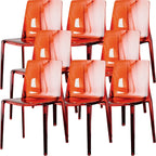 Chaise de salle à manger en acrylique ambré sans accoudoirs et à dossier bas