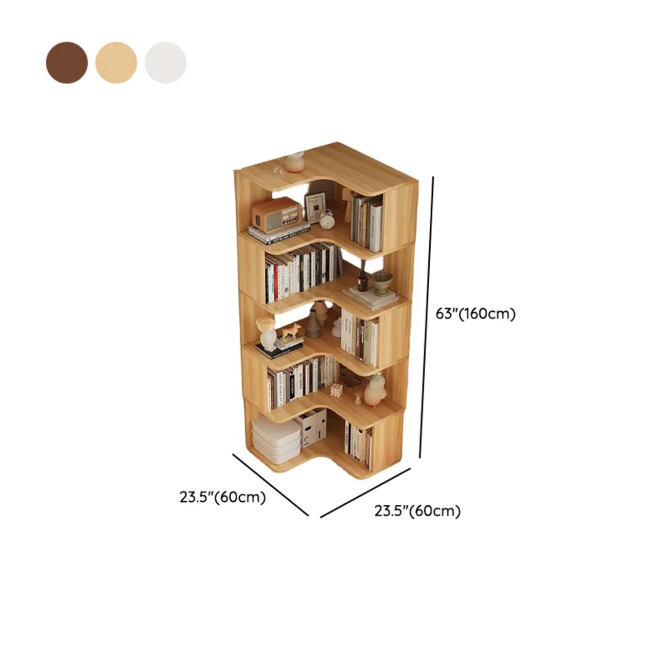 Étagère d'angle en bois manufacturé avec 6 tablettes