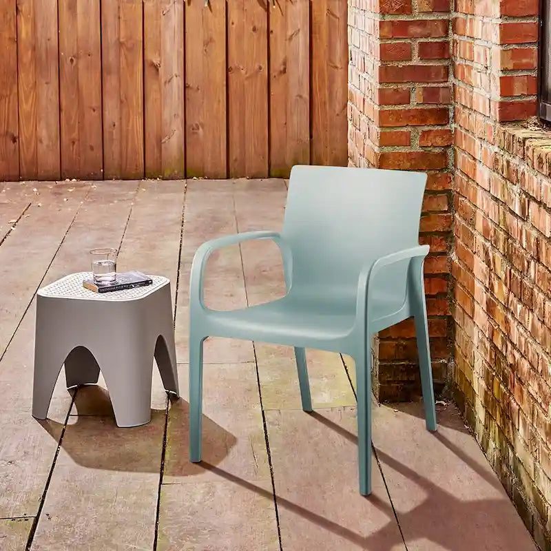 Chaise de salle à manger empilable avec accoudoirs Alissa, en résine, tout temps, lot de 2