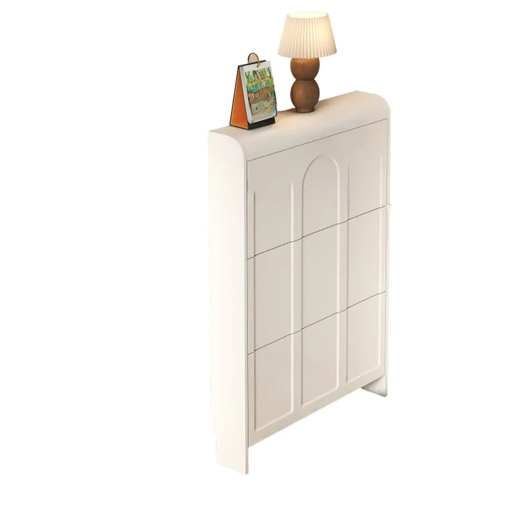 Meuble de rangement pour chaussures en bois blanc à 3 niveaux et à façade abattante Slim