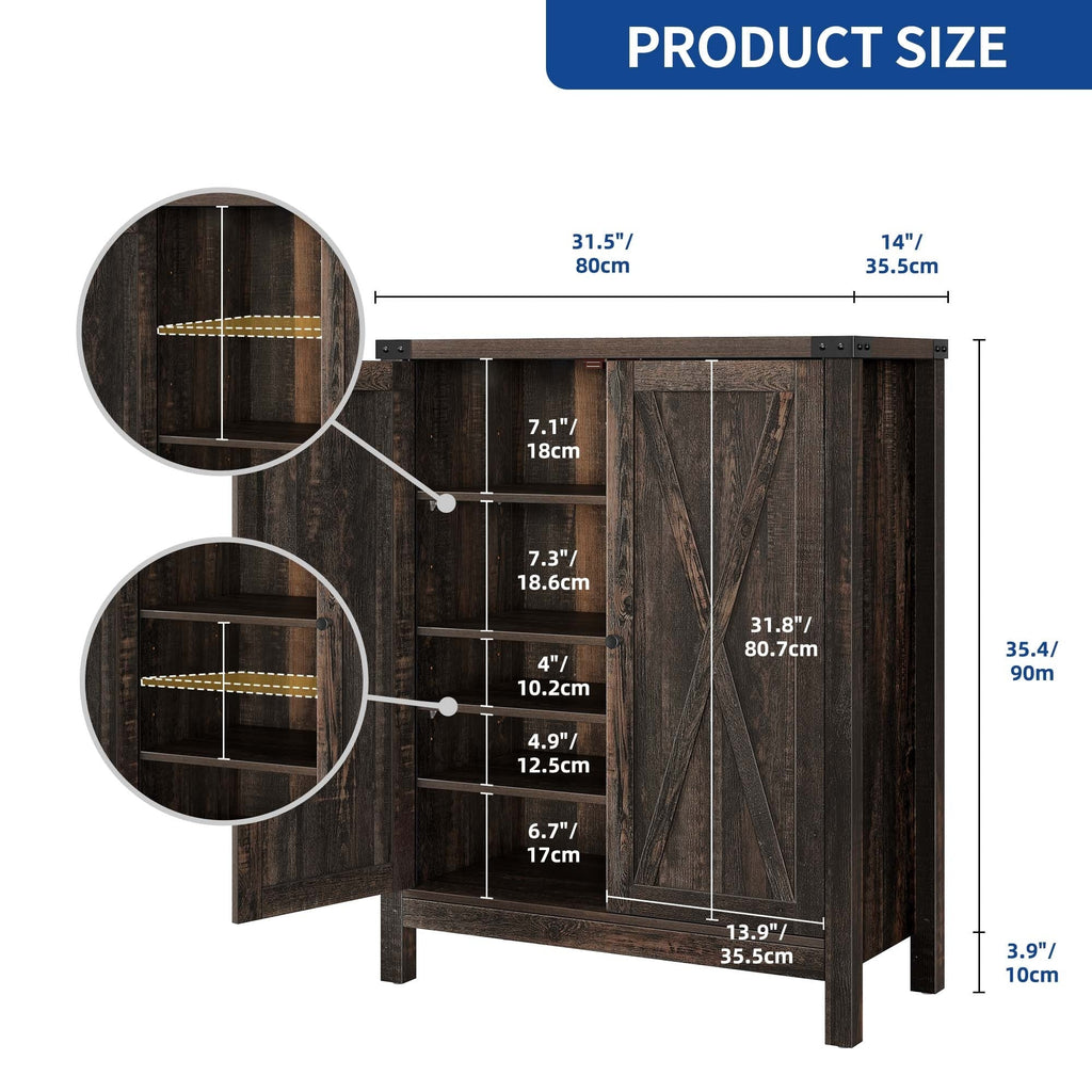 Moasis Meuble de rangement pour chaussures à 5 niveaux et 20 paires avec portes doubles pour entrée