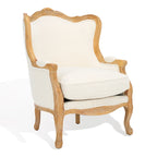 Fauteuil à oreilles Kali en chêne et lin naturel SAFAVIEH Couture - 34Lx34Px40H