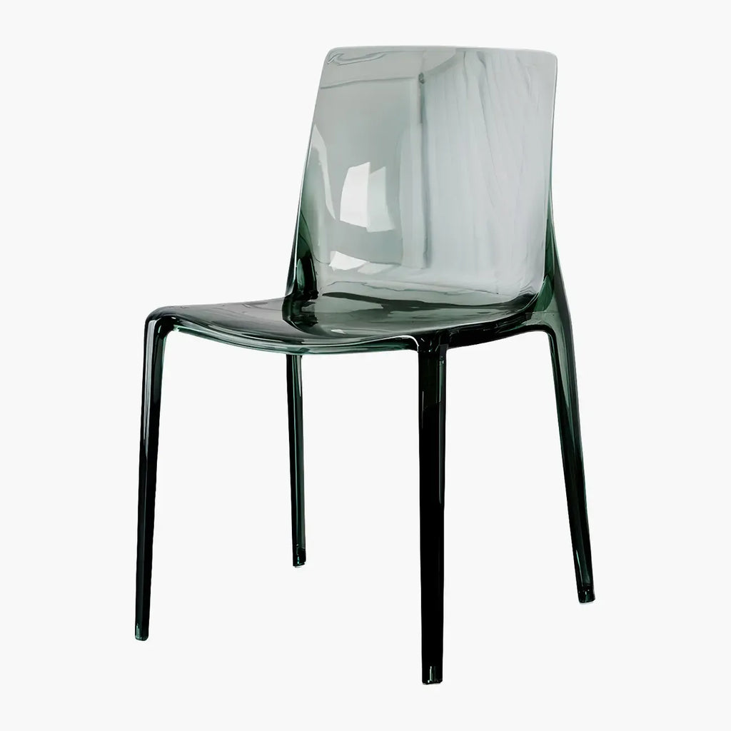 Chaise de salle à manger en acrylique ambré sans accoudoirs et à dossier bas