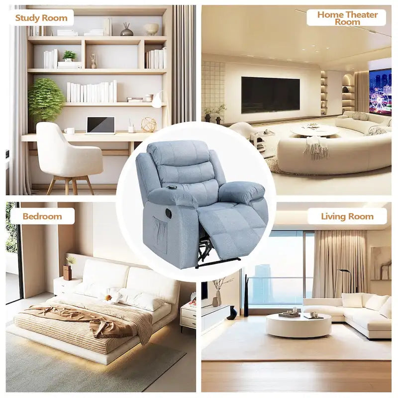 Fauteuil inclinable moelleux avec fonction massage et chauffage