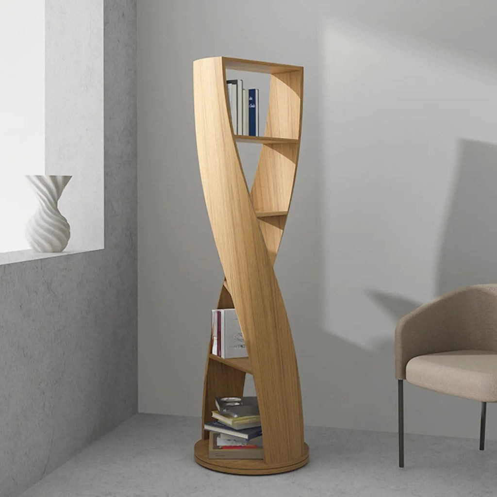 Bibliothèque verticale contemporaine en bois 5 niveaux Hourglass
