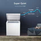 Congélateur coffre de 51 litres avec panier amovible, drain de fond, thermostat à 7 niveaux, design autonome pour la maison et l'appartement