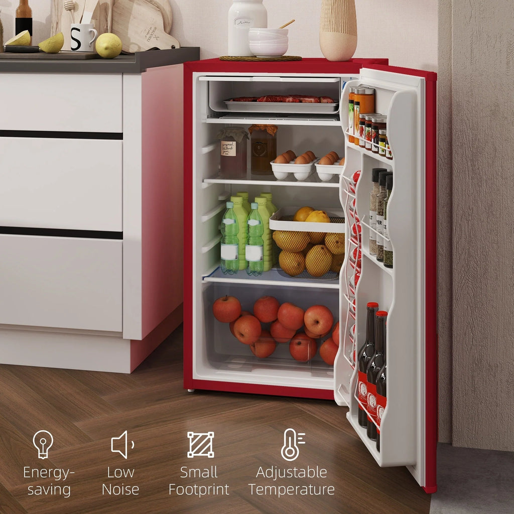 HOMCOM Mini-réfrigérateur avec congélateur 90 L, petit réfrigérateur avec thermostat réglable pour chambre