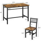Ensemble de salle à manger 4 personnes, ensemble de table de salle à manger 5 pièces avec cadre en métal pour le petit-déjeuner, la salle à manger, la cuisine