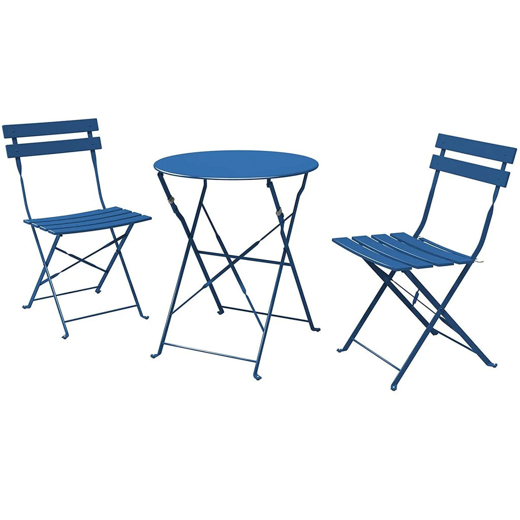 Ensemble bistro pliant 3 pièces en métal, ensemble de conversation intérieur/extérieur résistant aux intempéries pour patio, cour, jardin
