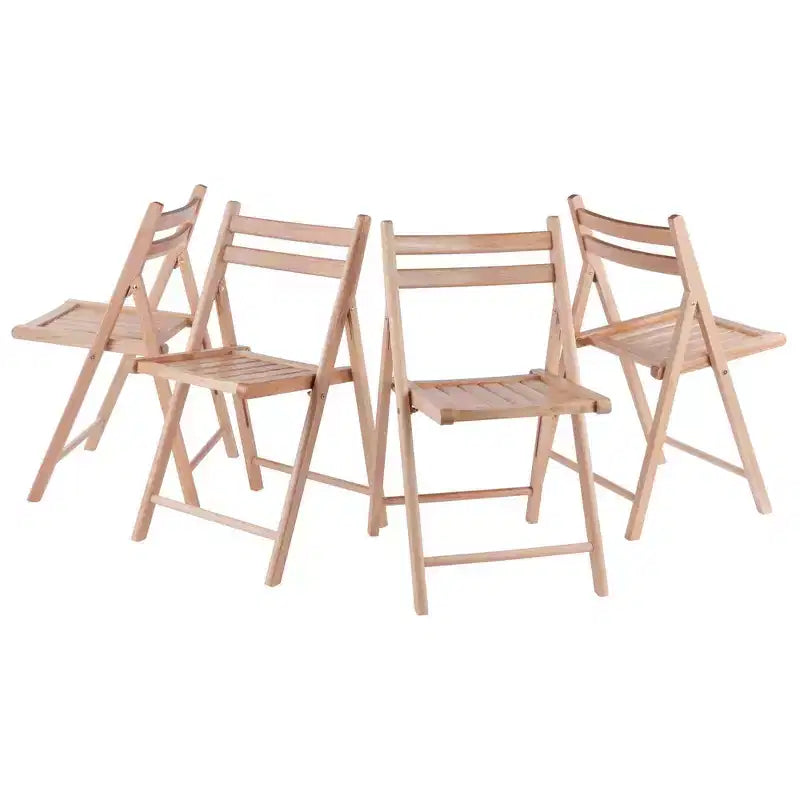 Lot de 4 chaises pliantes - Winsome : Cadre en bois massif, aucun assemblage requis, nettoyage ciblé, poids maximal 79 kg