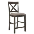 Set of 2 18" Martha Li Counter Height Barstools Tan Linen/Weathered Gray - Acme Furniture: Upholstered, Wood Frame, Armless
