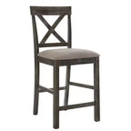 Set of 2 18" Martha Li Counter Height Barstools Tan Linen/Weathered Gray - Acme Furniture: Upholstered, Wood Frame, Armless