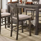 Ensemble de 2 tabourets de bar 18 po Martha Li hauteur comptoir lin beige/gris vieilli - Acme Furniture : Rembourré, cadre en bois, sans accoudoirs