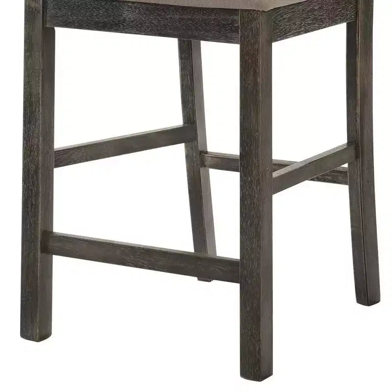 Ensemble de 2 tabourets de bar 18 po Martha Li hauteur comptoir lin beige/gris vieilli - Acme Furniture : Rembourré, cadre en bois, sans accoudoirs