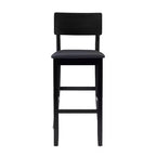 Tabouret de bar contemporain Linon Torino 29" avec siège rembourré en similicuir, bois dur/noir : Revêtement en vinyle, pieds en bois, rembourrage en mousse