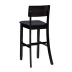 Tabouret de bar contemporain Linon Torino 29" avec siège rembourré en similicuir, bois dur/noir : Revêtement en vinyle, pieds en bois, rembourrage en mousse
