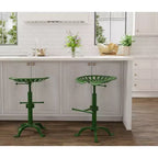 Siège de tabouret de tracteur réglable Carolina Living vert et table : Fer forgé, base à griffes, hauteur 56-84 cm