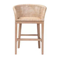 bali & pari Papua Rattan and Mahogany Wood Counter Height Barstool Antique White Wash/Light Brown: 30 Day Limited Warranty, Spot Clean