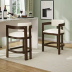 Lot de 2 tabourets de bar rembourrés Christopher Knight Home Ethan en bois d'hévéa, hauteur comptoir, 66 cm, noyer