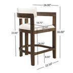 Lot de 2 tabourets de bar rembourrés Christopher Knight Home Ethan en bois d'hévéa, hauteur comptoir, 66 cm, noyer